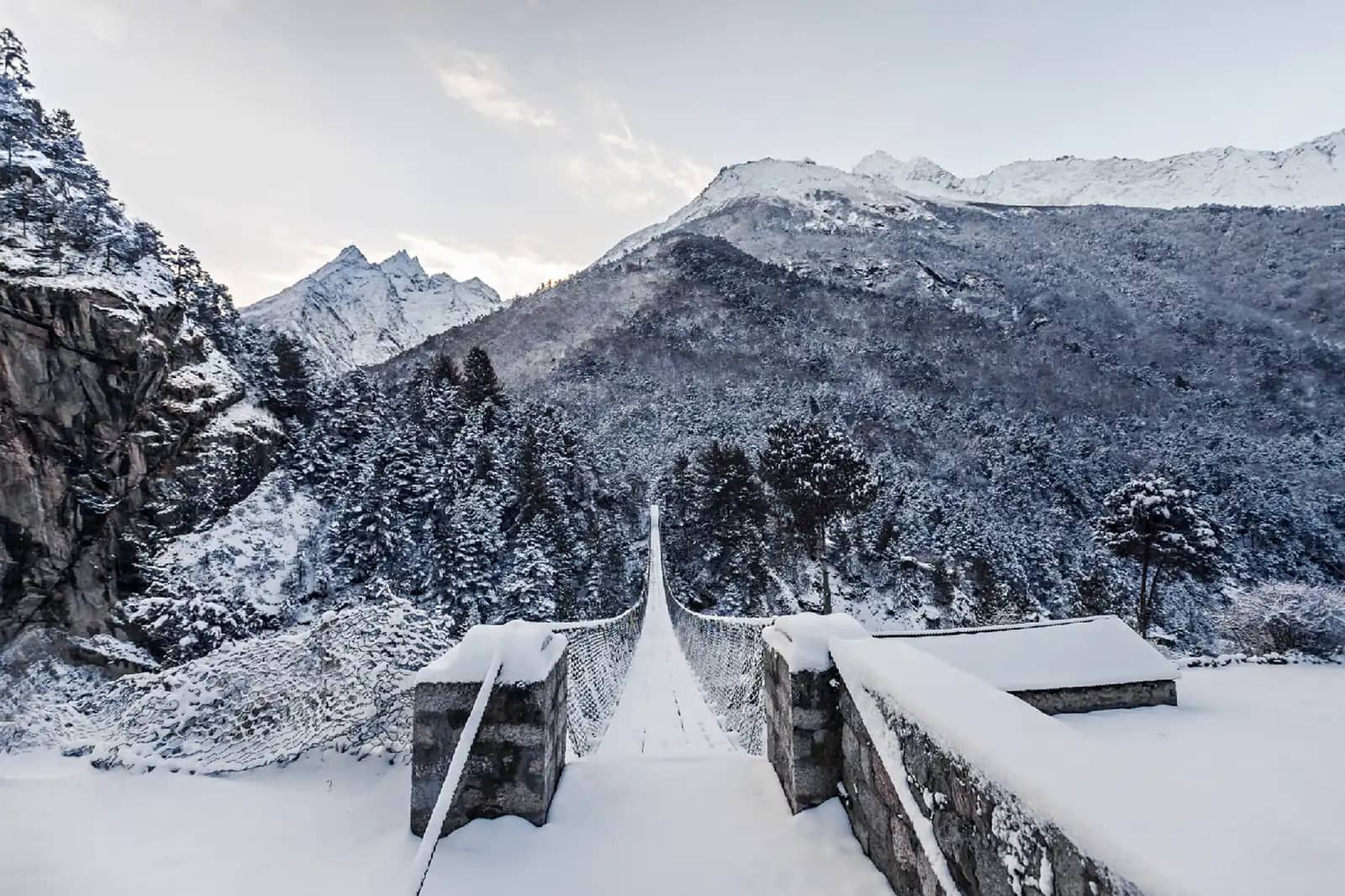 Suspension Bridge - Everest Base Camp Trek in January