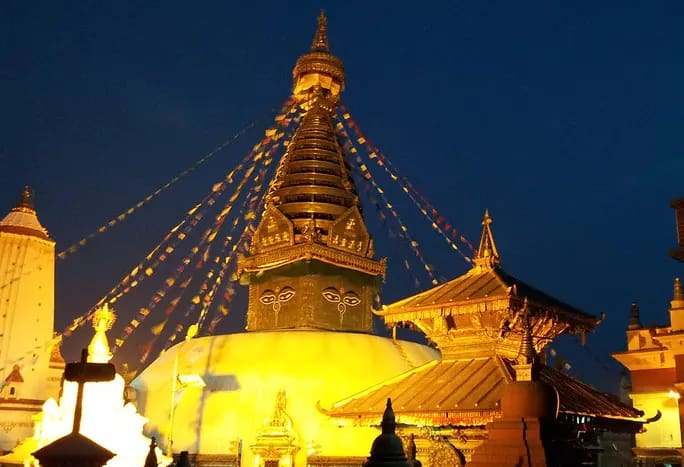 How did Swayambhunath and Boudhanath get their names?
