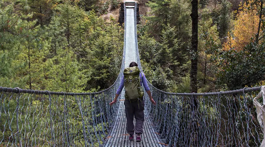 Crossing suspension bridge