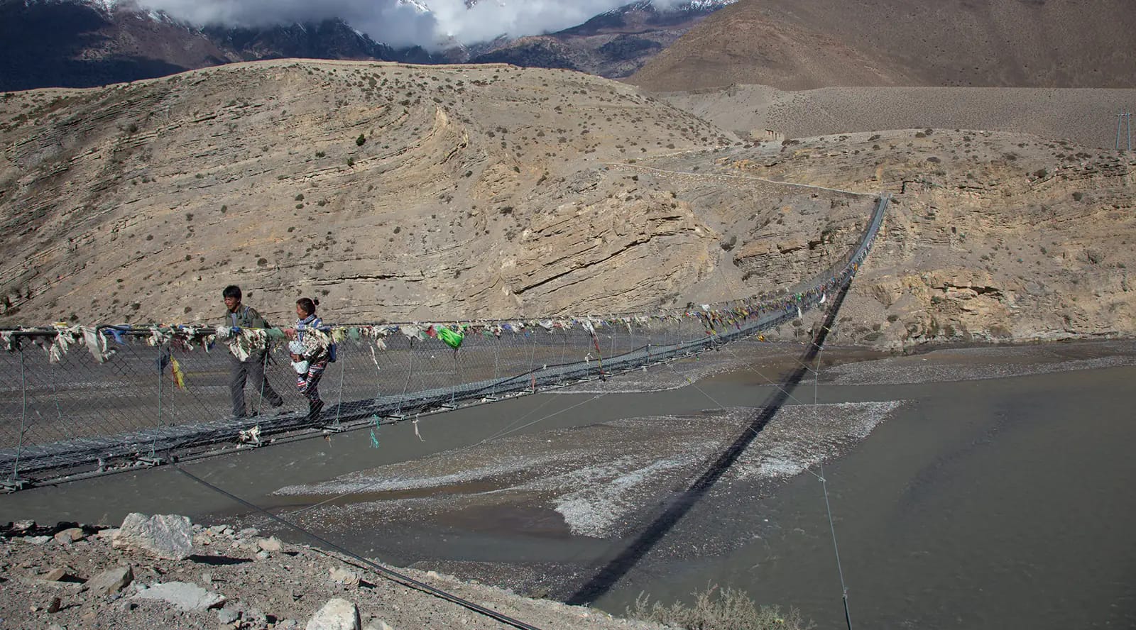 Suspension bridge to Dangarjong and Upper Mustang